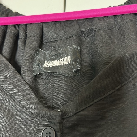 Reformation Linen Off Shoulder Black Midi Dress Sz2 - Picture 7 of 9